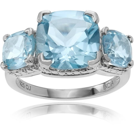 Brinley Co. Women's Topaz Rhodium-Plated Sterling Silver 3-Stone Fashion Ring