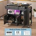 thumbnail image 3 of HAUXITIO Kitchen Island with Drop Leaf,Power Outlet & LED Lights,Rolling Cart with Spice Rack,Drawer and Storage Cabinet for Kitchen,Black, 3 of 7