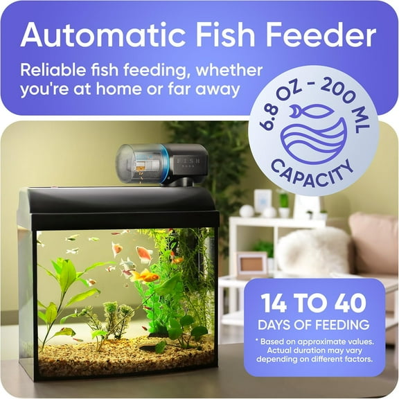 Automatic Fish Feeder for Aquarium - New Generation 2025, Auto Food Dispenser with Timer for Small & Large Tanks