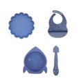 thumbnail image 1 of Kushies 100% Silicone Feed + Bib Set - (Silicone Bib, Silisoft bib & Bowl)- – Dishwasher & Microwave Safe - Mineral Blue - 6 months +, 1 of 2
