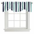 thumbnail image 2 of Turquoise Navy Blue Striped Tie Up Valances Curtain, Adjustable Kitchen Modern Valances for Windows Decor, Rod Pocket Short Curtains Set for Bedroom/Bathroom, 60"x18", 2 of 9