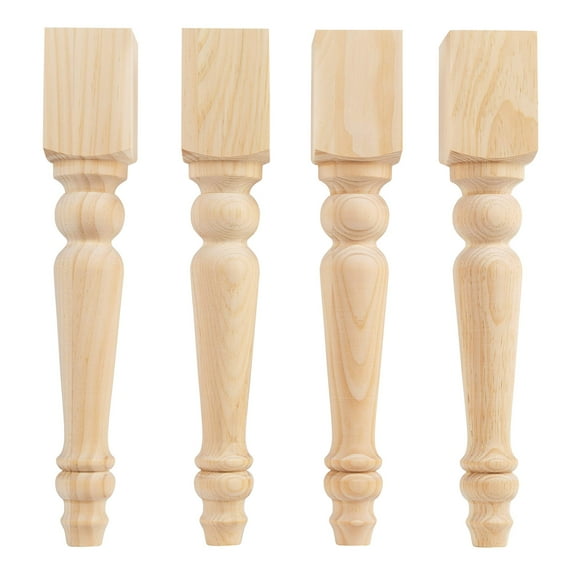 Chunky Knotty Pine Bench Legs for Cottage Style Furniture, Replacement Coffee Table Legs USA Made, Set of 4, 2.75 x 16 Inches, Ivory