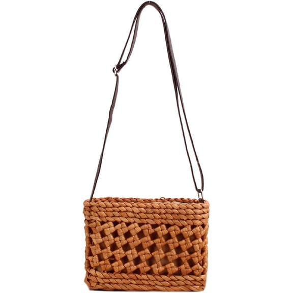 LinYooLi Square Straw Crossbody Bag for Women