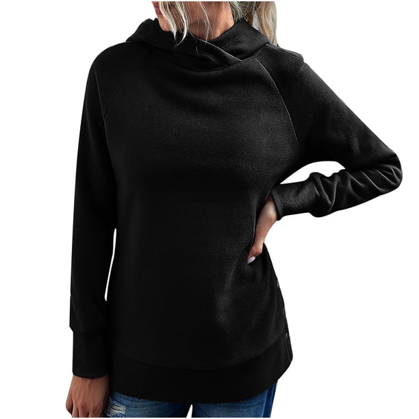 Suéter con capucha de cuello alto de color sólido informal de moda para mujer Fridja fhghd543