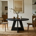 thumbnail image 5 of Fnova 47" Coffee Table, Round Dining Table for 4 People, Modern Farmhouse Wooden Kitchen Table, Living Room, Black (Chairs Not Included), 5 of 13