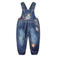 thumbnail image 2 of Kidscool Space Baby Boys Easy Diaper Changing Snap Legs Rockets Embroidered Denim Overalls,Blue,6-9 Months, 2 of 15