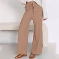 thumbnail image 4 of Women's Ribbed Knit Wide Leg Pants Casual Flowing Sweater Pants With Elastic Waist Womens Summer Capris Lightweight Casual, 4 of 5
