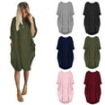 thumbnail image 4 of Askfv Women's Oversize Long Sleeve Tunic Dresses Plus Size Baggy Midi Tshirt Dress with Pockets, 4 of 4