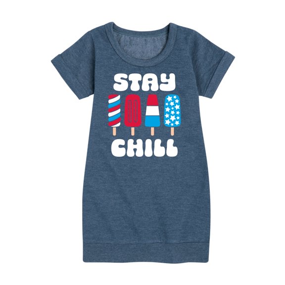 Instant Message - Americana - Stay Chill Patriotic Popsicles - Toddler & Youth Girls Fleece Dress