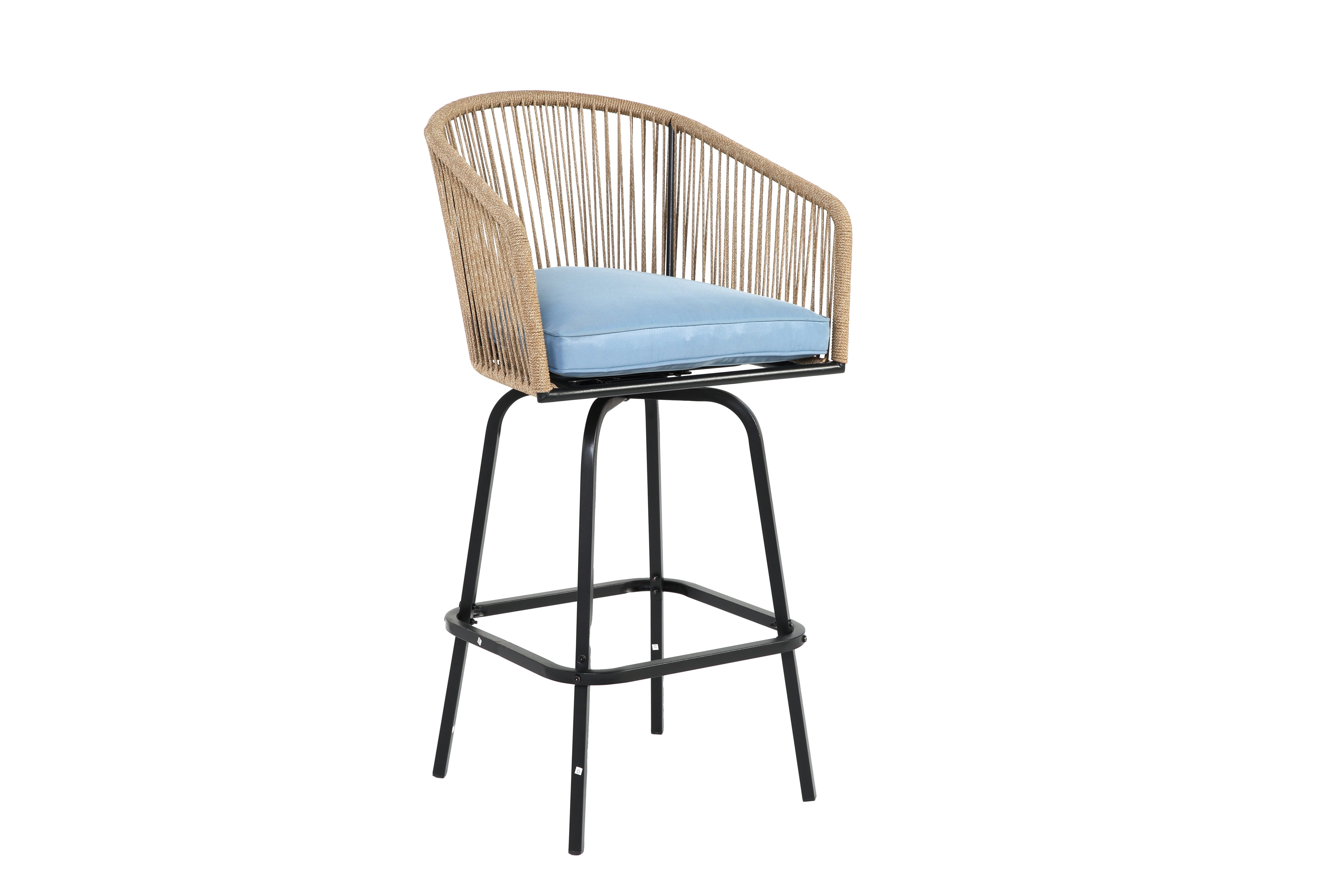 Segmart Patio Bar Stools Set of 2, Outdoor Rattan Bar Chair , Patio Height Tall Outdoor Stools with Armrests ,Backrest, suitable Backyard, Garden, Pool, Balcony and Deck- blue