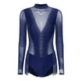 thumbnail image 3 of Rswnyirn Women Rhinestones Latin Dance Leotard Salsa Tango Dance Bodysuit Rhythmic Gymnastics Navy Blue L, 3 of 7