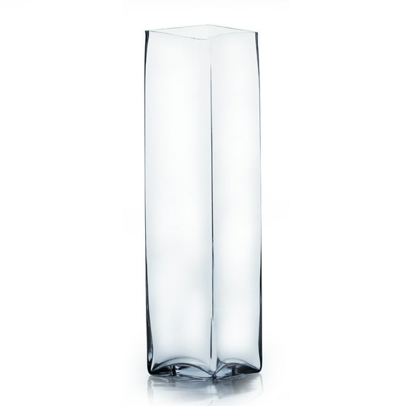 WGV Clear Square Glass Block Vase - 5" Wide x 23" Height, Good quality, Heavy Weighted Base - 1 Pc