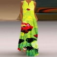 thumbnail image 1 of Fankiway Femmes Décontractée en Vrac Imprimé Débardeur Robe Plage V-Cou Poche Robe Sans Manches Robes de Plage Robes de Plage de Femmes Grande Taille Robes de Femmes, 1 of 5