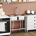 thumbnail image 2 of Huisuilinss Stainless Steel Utility Sink Free Standing Double Bowl Kitchen Sink Outdoor Camping Utility Sink Includes Faucet For Garage Restaurant Backyard Laundry Bathroom, 2 of 9