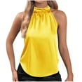 thumbnail image 2 of iHengLiXing 2025 Plus Size Tank Tops for Womens Dressy Casual Fashion Women's Casual Round- Neck Sleeveless Button Solid T-shirt Top Blouse Yellow M, 2 of 7