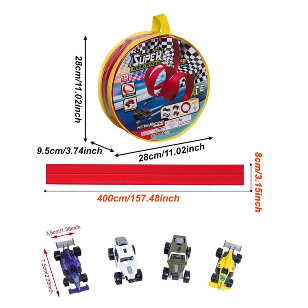 Circuit De Voiture Flexible 4,8 M – Piste Double Avec 8 Voitures F1 1/64 Et Ventouses – Parcours Enroulable Pour Murs, Fenêtres Ou Sol – Cadeau Garçons Et Filles