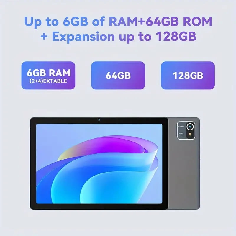 Tablets 10.1 inch Android 13 Tablet Newest, 64GB ROM 1TB Expand, Quad-Core Processor Tablet, 6000mAh Battery, Dual Camera, Wifi, 1280x 800 IPS Tablet PC (Blue)
