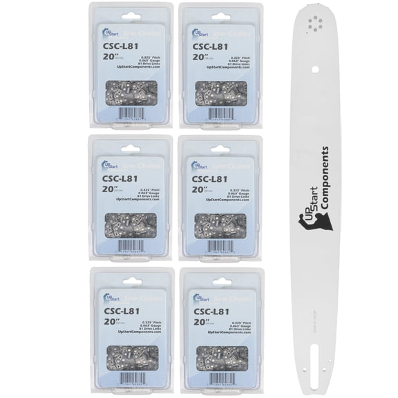 Replacement 20" Multi Rivet and 20" L81 Chain Combo for Stihl 30 Chainsaw (20" Length, .325" Pitch, 0.063" Gauge, 81 Drive Links, 12 Sprocket Nose Tooth) 1 Bar 6 Chains