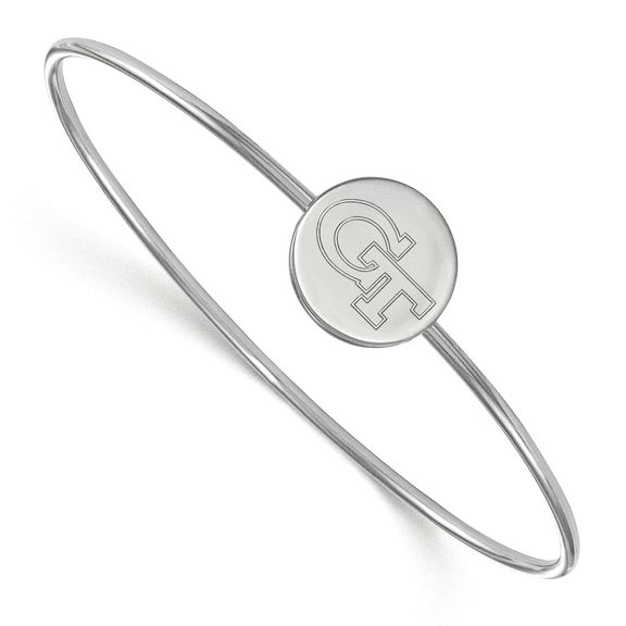 Sterling S. Rh-p LogoArt Georgia Institute of Technology Wire Bangle QSS066GT-7