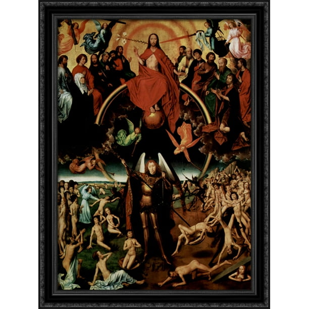 The Last Judgment Triptych Central Panel Maiestas Domini With Archangel Michael Weighing The Souls 28x38 Large Black Ornate Wood Framed Canvas Art By Hans Memling Walmart Com Walmart Com