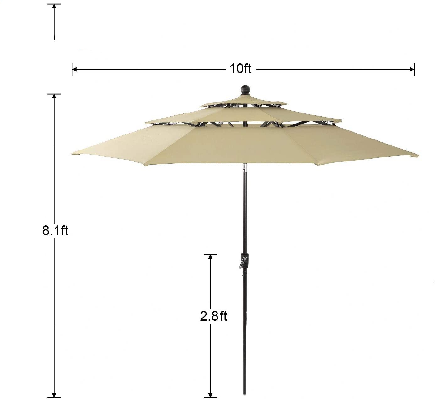 Mf Studio 10ft Patio Umbrella Outdoor 3 Tier Vented Table Umbrella With 8 Sturdy Ribs Orange Red Walmart Com Walmart Com