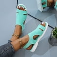 thumbnail image 2 of Sandalias de mujer de estilo europeo y americano de verano, zapatos planos informales tejidos con mosca elásticos transpirables de gran tamaño, 2 of 6