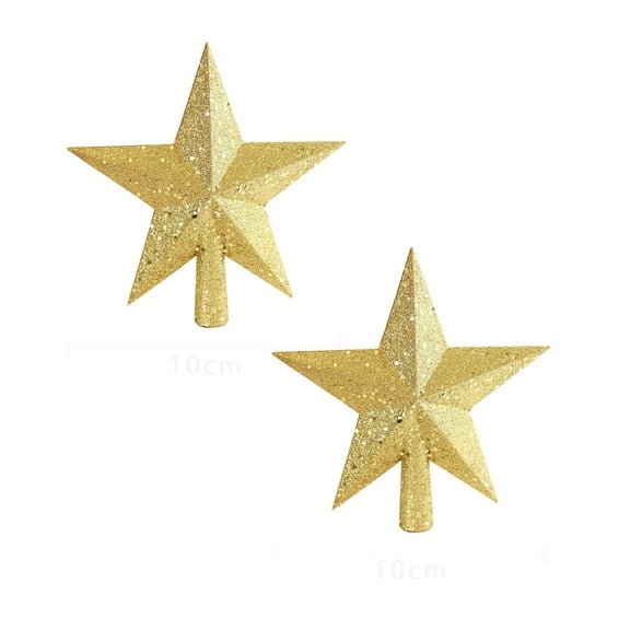 2Pack 1Pc Christmas Decorations Five-Pointed Star Christmas Tree Top Ornaments Gifts Hangs Home Decor