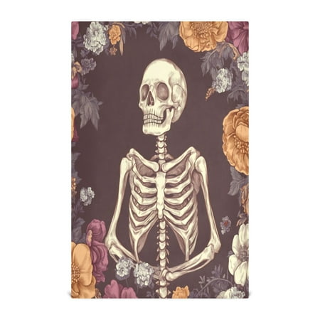 

Kitchen Towel 28x18 Inches x1，Plate Towel Decorative Towel Napkin Tea Towel Tea Towels For Kitchen Dish Cloths & Dish Towels Halloween Skull Flower