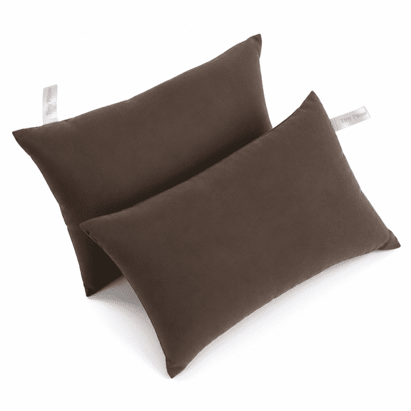 Florenta Tiny Pillows, 2 Pack Microfiber Soft Small Pillows Machine Washable Travel Pillows 11 X 7 Inches, Coffee
