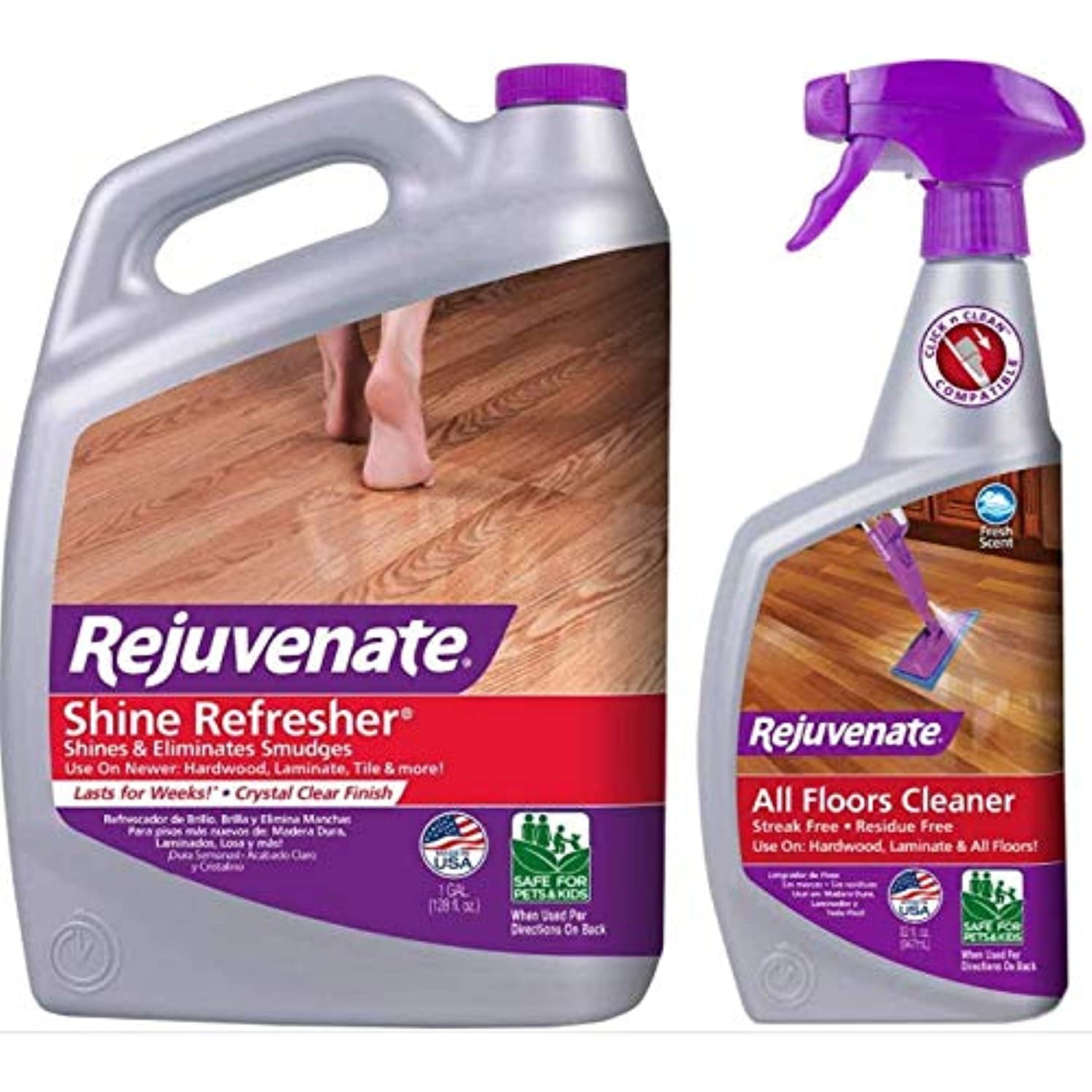 Rejuvenate Shine Refresher 128Oz + Rejuvenate All-Floors Cleaner 32Oz 