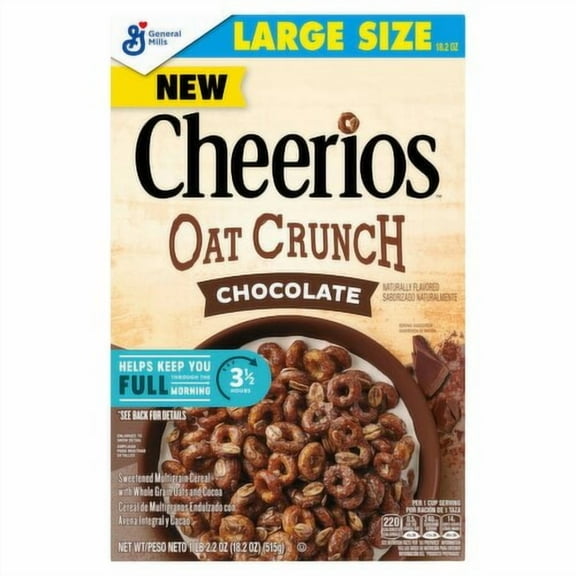 General Mills Cheerios Oat Crunch Cereal, Chocolate, Large Size