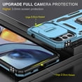 thumbnail image 3 of For Motorola Moto G22 2022 6.5", Hybrid Rugged PC Shell 360°Rotating Holder/Kickstand Camera Slide Car Mount Anti-fall Airbags Military-Grade Shockproof Anti-fingerprint Case,Lightblue, 3 of 7