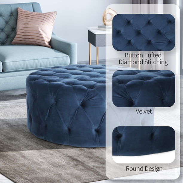 MIAUWUUFHOME Repose-Pieds Ottoman Moderne Accent avec Pieds en Bois Massif, Repose-Pieds Ottoman pour canapé, Salon, Chambre à Coucher, entrée et Bureau - Noir PU JTP2ADBK