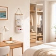 thumbnail image 4 of SLYNSHome 2-Pocket Fabric Organizer Bag,Hanging Foldable Bag Beige Wall Mount Storage Pouch For Bedroom, Bathroom, Kitchen Door Small Sundry Storage, 4 of 7