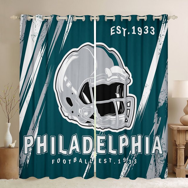 Erosebridal Rideaux de Sport pour Adolescents Lot de 2 (52x84), Rugby Rétro 30 %-50 % Occultants, Décoration de Football Américain
