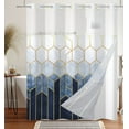 thumbnail image 3 of Mizhona Blue Geometric Shower Curtains with Snap in Liner Gold Blue No Hook Fabric Bathroom Curtain，71"× 74", 3 of 4
