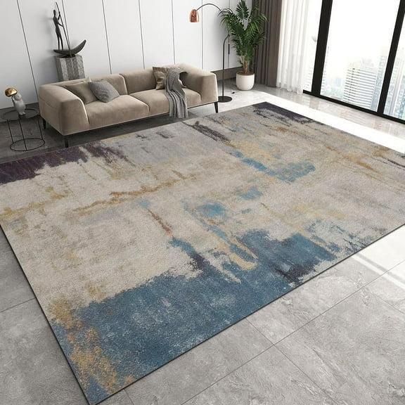 Grey and Blue Area Rugs for Living Room, Retro Cement Bedroom Carpet, Indoor Soft Carpet for Room Dorm Home Decor, 2' x 3'