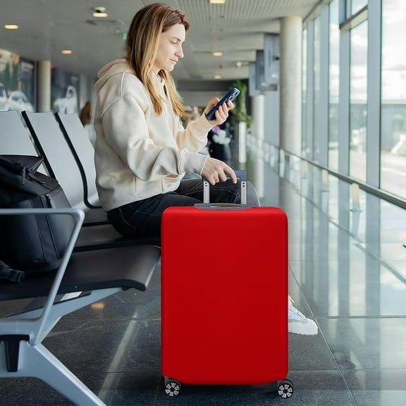 IDEANATEGRATE Thickened Luggage Cover Elastic Travel Luggage Cover Red 1Set