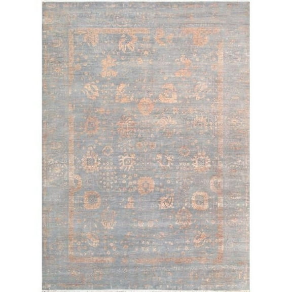 Pasargad Home VASE-1071 10x14 Pasargad Home Transitional Collection Hand-Knotted Grey Bsilk & Wool Area Rug-10' 0' X 13' 9'
