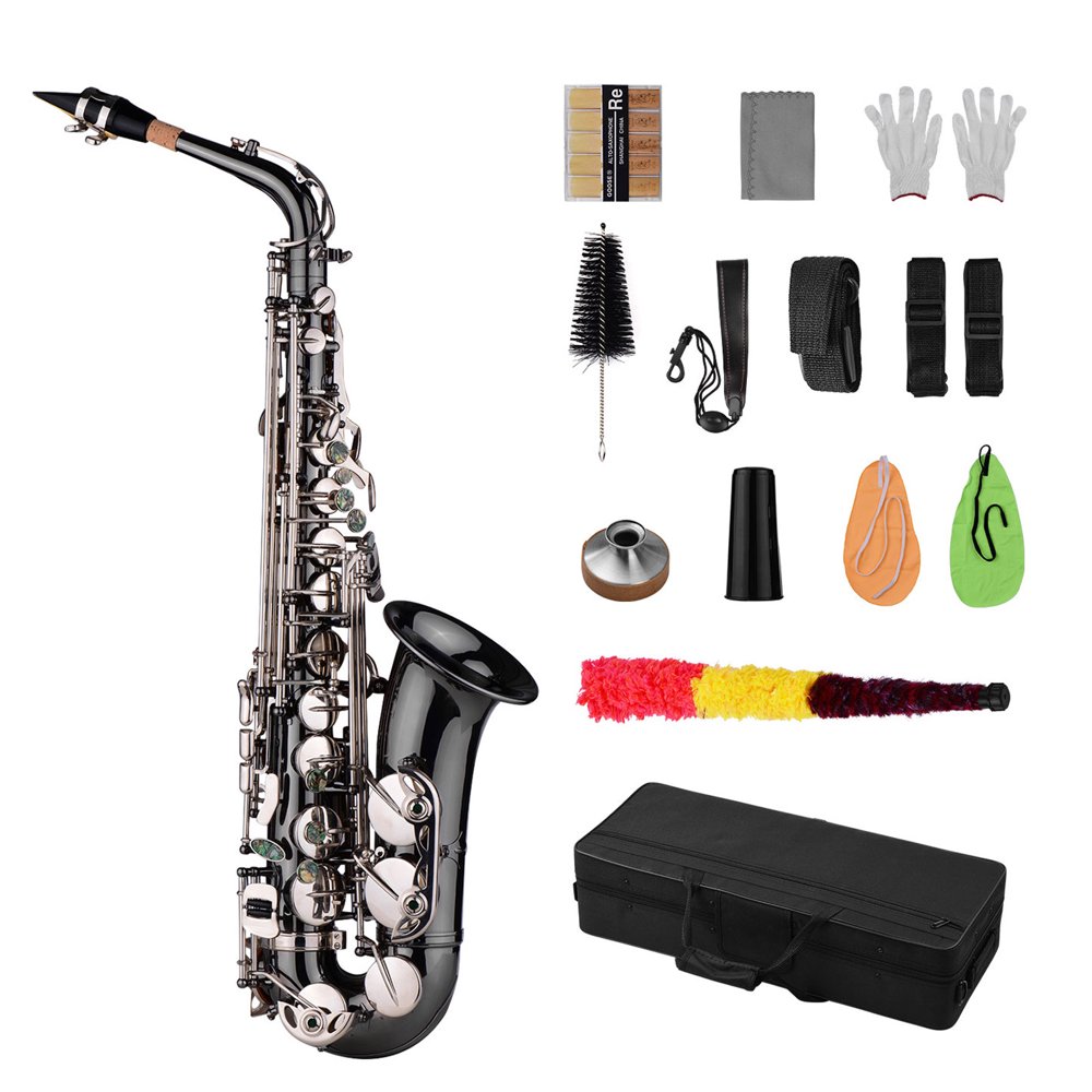 Muslady Professional Brass Bend Eb Eflat Alto Saxophone with Carrying