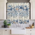 thumbnail image 3 of Kitchen Window Curtains Valance and Tier Set, Vintage Shells Sea Stars Rod Pocket Tier Curtain Valance Set, Eucalyptus Leaves on Letter Light Filtering Cafe Curtains for Bedroom Living Room, 3 of 9