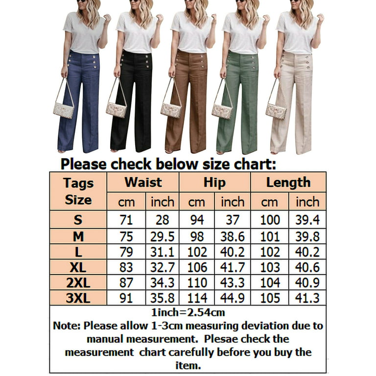 Joinnvt Women's High Waist Buttons Pockets Drawstring Wide Leg Pants -  Walmart.com