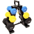 thumbnail image 1 of BalanceFrom 50 lb Neoprene Coated Iron Dumbbell Hex Weights Set with Stand, Color-Coded, 1 of 12