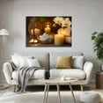 thumbnail image 4 of Zen Canvas Wall Art - Bathroom Wall Decor Lotus Candle with Black Stones Picture Meditation Relax Artwork for Spa Yoga Spiritual Room Decor Frame(12.00x18.00 inch), 4 of 6
