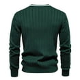 thumbnail image 5 of ibuvkizy Cardigan Sweaters for Men's Round Neck Knitted Pullover Long Sleeved Base Shirt Top Sweater Green,M, 5 of 5