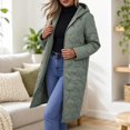 thumbnail image 2 of Women's Quilted Jacket Zipper Up Hooded Long Lightweight Padding Down Coat (Green S), 2 of 6