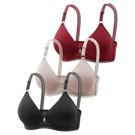 Baodmurt Wireless Bras for Women Lounge & Sleep Training Lingerie  Underwear  Red+Coffee+Black 36BC