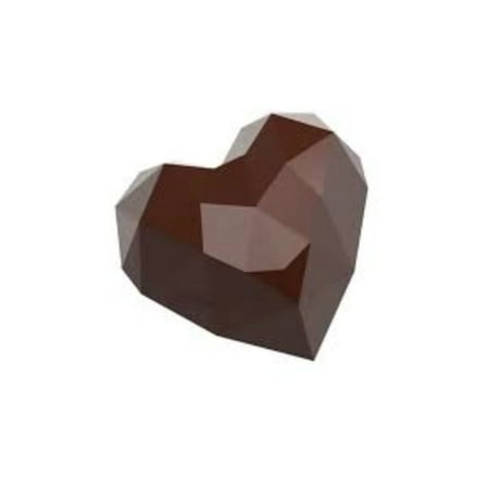 

Chocolate World 0245 Clear Polycarbonate Candy Mold with 21 Faceted-Heart Cavities 33mm x 34mm x 20mm High