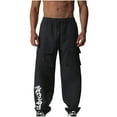 thumbnail image 2 of Styesk Men's Pants Men's Solid Color Drawstring Elastic Waistband Multi Pocket Workwear Pants, 2 of 7