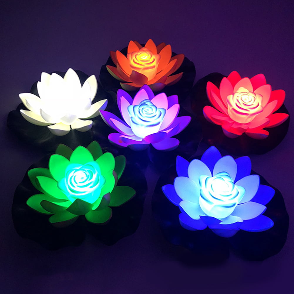 Artificial Lily Night Lamp with Batteries Waterproof Festival Landscape Decoration Solar Garden Light Floating Lotus Light with LED Light